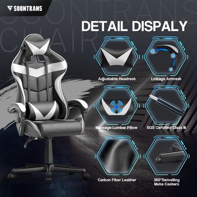 Sedia ergonomica per giocatori con massaggio e design comodo
