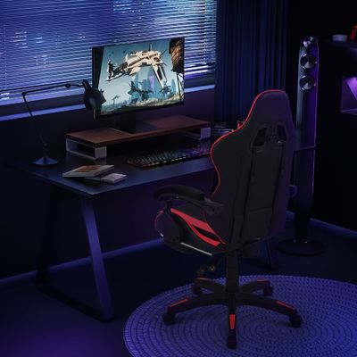 Moderno design tessuto supporto lombare ergonomico sedia da corsa per computer con poggiapiedi