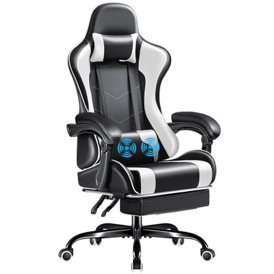 Sedia regolabile per videogiochi per computer da corsa con poggiapiedi e supporto lombare per massaggi