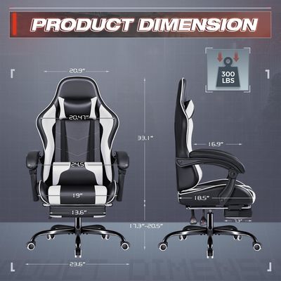 Sedia regolabile per videogiochi per computer da corsa con poggiapiedi e supporto lombare per massaggi
