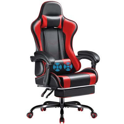 Sedia per videogiochi da computer da corsa di design moderno con poggiapiedi e supporto lombare per massaggi