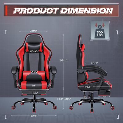 Sedia per videogiochi da computer da corsa di design moderno con poggiapiedi e supporto lombare per massaggi
