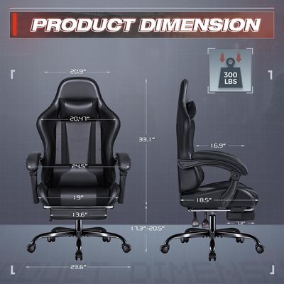Sedia regolabile per videogiochi per computer da corsa con poggiapiedi e supporto lombare per massaggi