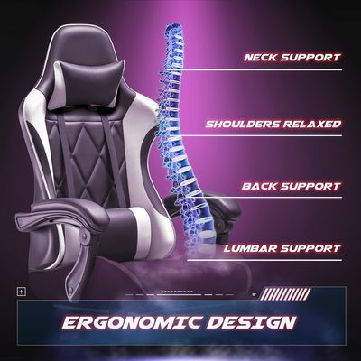 Sedia per computer ergonomica con poggiapiedi e supporto lombare per massaggi