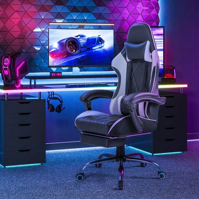 Sedia per computer ergonomica con poggiapiedi e supporto lombare per massaggi
