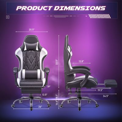 Sedia per computer ergonomica con poggiapiedi e supporto lombare per massaggi