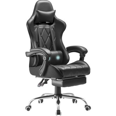 Sedile ergonomico a schiena alta per videogiochi con poggiapiedi e massaggio