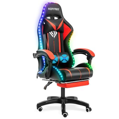 Personalizza ALINUNU Ergonomic Computer Massage Chair Gaming con luci a LED e poggiapiedi