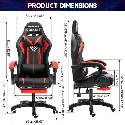 Personalizza ALINUNU Ergonomic Computer Massage Chair Gaming con luci a LED e poggiapiedi