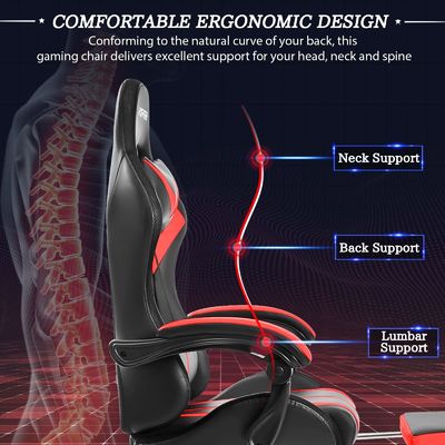 Personalizza ALINUNU Ergonomic Computer Massage Chair Gaming con luci a LED e poggiapiedi