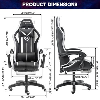 Poltrona da gioco ergonomica a colori personalizzati con luci a LED e poggiapiedi