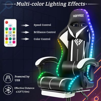 Poltrona da gioco ergonomica a colori personalizzati con luci a LED e poggiapiedi