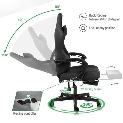 Home Office sedia da gioco con poggiapiedi e dimensioni del prodotto 25&quot;D x 23&quot;W x 53&quot;H