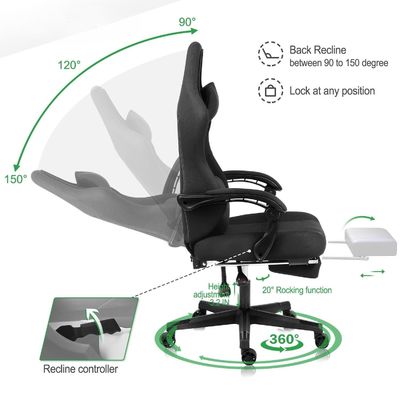 ALINUNU Sedile da gioco per computer ergonomica con poggiapiedi