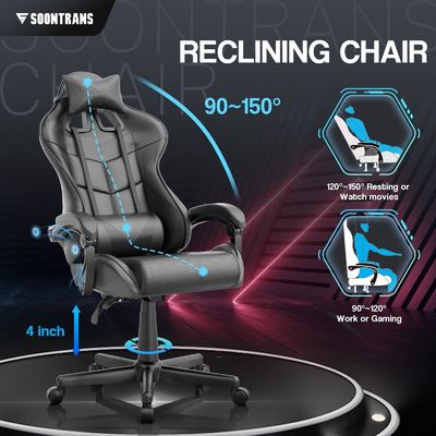 Fornitura diretta di sedie ergonomiche per giocatori di stile moderno con massaggio e pelle sintetica