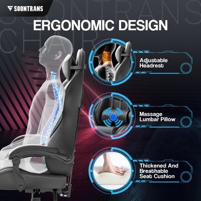 Fornitura diretta di sedie ergonomiche per giocatori di stile moderno con massaggio e pelle sintetica