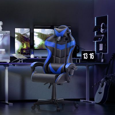 Sedia ergonomica per giocatori ALINUNU con massaggio e pelle sintetica