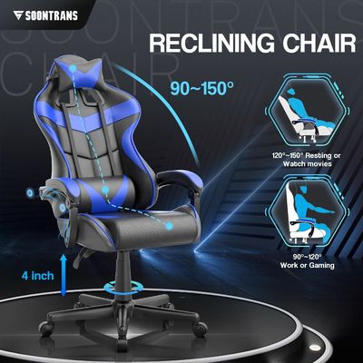 Sedia ergonomica per giocatori ALINUNU con massaggio e pelle sintetica