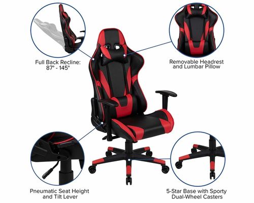 Sedia da gioco da corsa con design ergonomico e dimensioni del prodotto di 29&quot;D x 29&quot;W x 48&quot;H