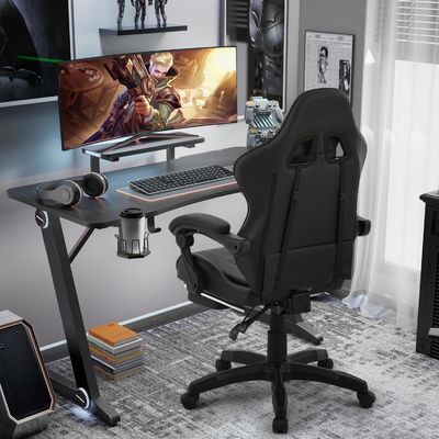 ALINUNU Moderna stoffa supporto lombare ergonomico Computer sedia da corsa con poggiapiedi