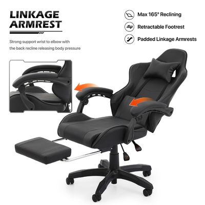 ALINUNU Moderna stoffa supporto lombare ergonomico Computer sedia da corsa con poggiapiedi