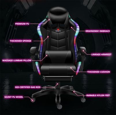 Aggiornate la vostra configurazione di gioco con ALINUNU PC Massage Gaming Chair con LED e altoparlanti