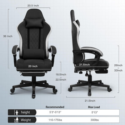 360 Girante/ Regolabile in altezza/ Ripiano dorsale ergonomica sedia da gioco per computer ALINUNU