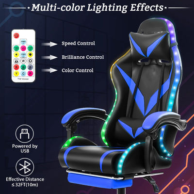 Materiale di telaio di cloruro di polivinile sedia da gioco RGB con massaggio e luci a led perfetta