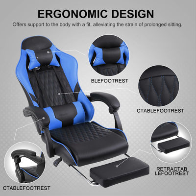 Moderno design personalizzato in colore sedia da gioco da corsa con poggiapiedi e supporto lombare