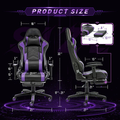 Sedia da gioco ergonomica a schiena alta diretta con poggiapiedi regolabile con computer