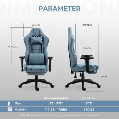 Poltrona ergonomica per giocatori a colori personalizzati con massaggio di supporto lombare e poggiapiedi