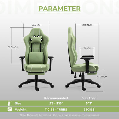 Home Office sedia da gioco con massaggio supporto lombare e poggiapiedi in design moderno