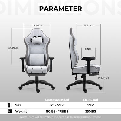 Poltrona da gioco ergonomica a colori personalizzati con supporto lombare da massaggio e altezza regolabile