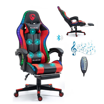 Sedia da gioco a LED a base di braccio regolabile in altezza RGB con massaggio in stile girevole e altoparlanti