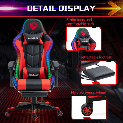 Sedia da gioco a LED a base di braccio regolabile in altezza RGB con massaggio in stile girevole e altoparlanti
