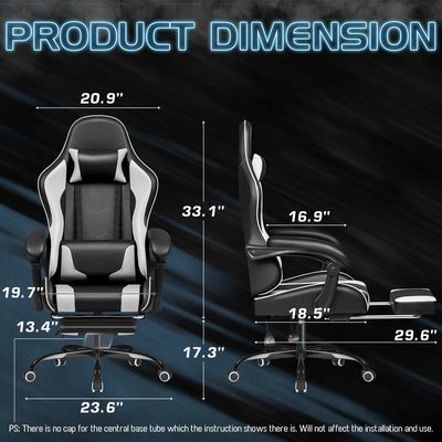 Sedia da videogioco regolabile in altezza con poggiapiedi 18.5&quot;D x 20.9&quot;W x 50.4&quot;H