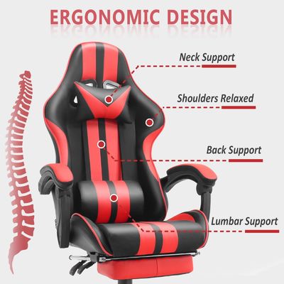 Sedia da gioco ergonomica in stile da corsa con poggiatesta e supporto lombare