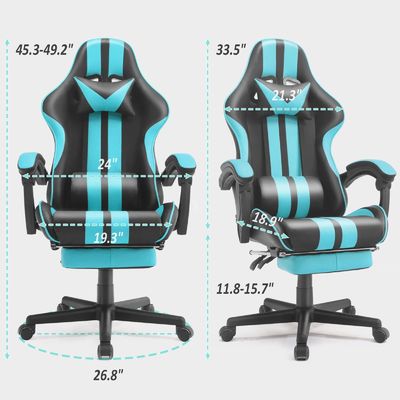 Sedia per computer a gioco PC regolabile in altezza con poggia testa, supporto lombare e poggiapiedi