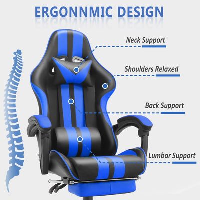 Sedile da gioco ergonomica in stile da corsa con poggiatesta e supporto lombare Capacità 300 libbre