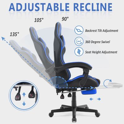Sedile da gioco ergonomica in stile da corsa con poggiatesta e supporto lombare Capacità 300 libbre