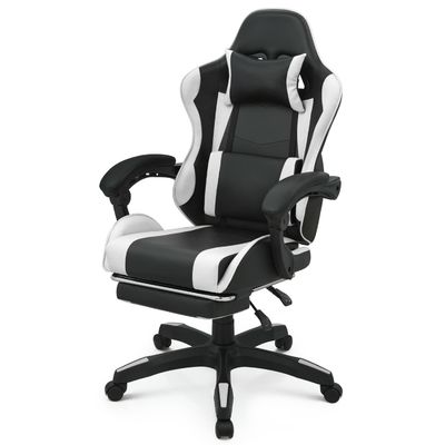 Sedile girante per giochi con poggiapiedi poggiacapello supporto lombare dorso alto nero altro stile