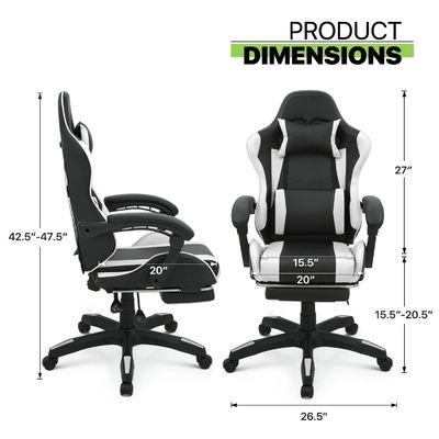 Sedile girante per giochi con poggiapiedi poggiacapello supporto lombare dorso alto nero altro stile