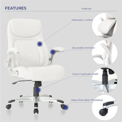 Confortevole sedia da ufficio in cuoio in PU con supporto lombare 27.55D x 26.77W x 43.3H pollici