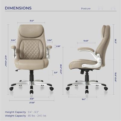 Stylish ergonomic PU Leather Office Chair con supporto lombare e braccioli FlipAdjust