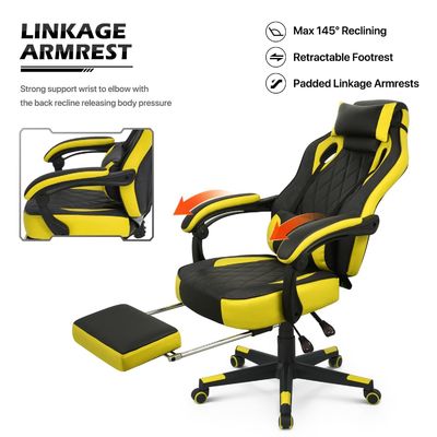 Sedile da gioco da corsa a 360 gradi con supporto lombare staccabile in cuoio PU