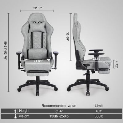Sedile da gioco di design moderno con poggiapiedi e 3 ascensori a gas