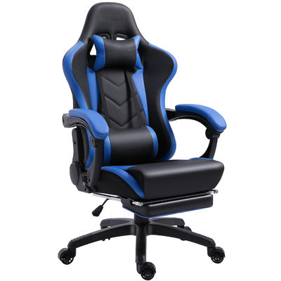 Sedia ergonomica per giochi con poggiapiedi in cuoio