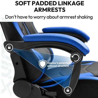 Sedia ergonomica per giochi con poggiapiedi in cuoio