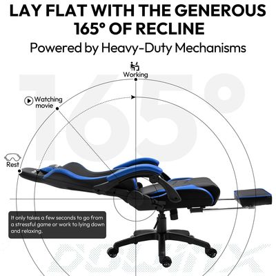 Sedia ergonomica per giochi con poggiapiedi in cuoio