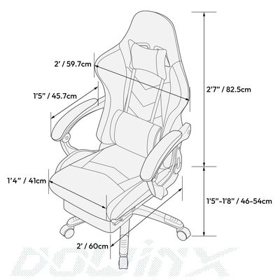 Sedia ergonomica per giochi con poggiapiedi in cuoio